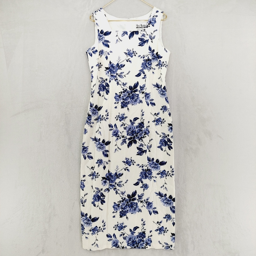 Sheri Martin Blue Floral Midi Dress